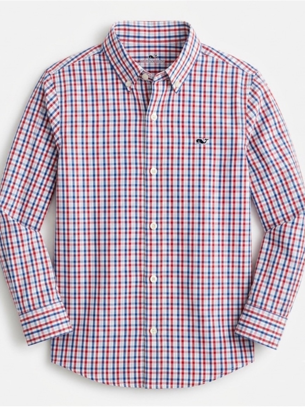Vineyard Vines Blue and Red Check Button-Down Shirt for Boys Size 5